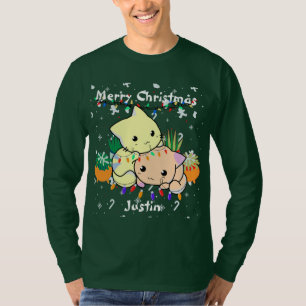 christmas cat cute, customize personalized text T-Shirt