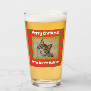Christmas Cat Dad Best Ever Pet Photo Beer Pint Glass