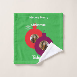 Christmas Cat Decorated Bath Towel