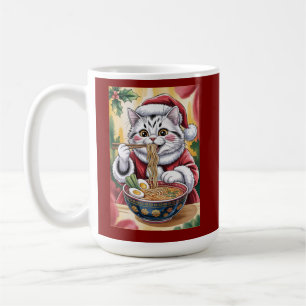 Christmas Cat Eating Ramen Japanese Kawaii Holiday Coffee Mug