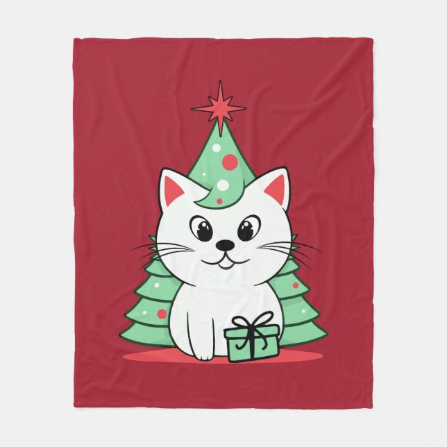Christmas cat fleece blanket (Front)