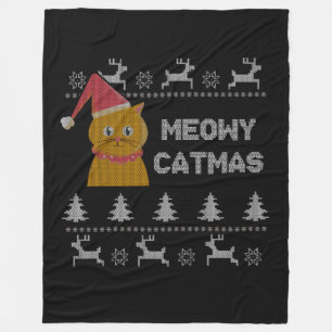 Christmas Cat Fleece Blanket