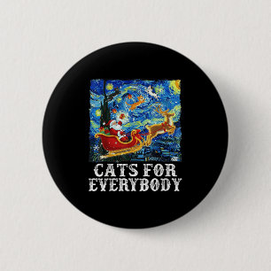 Christmas Cat For Everybody Santa Reindeer Starry  6 Cm Round Badge