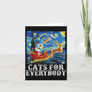 Christmas Cat For Everybody Santa Reindeer Starry Card