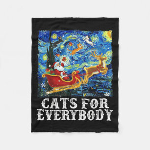 Christmas Cat For Everybody Santa Reindeer Starry Fleece Blanket