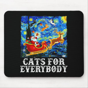 Christmas Cat For Everybody Santa Reindeer Starry Mouse Pad