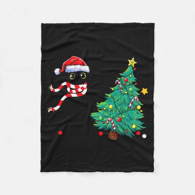 Christmas Cat For Women Men Family Funny Black Cat Fleece Blanket (Front)