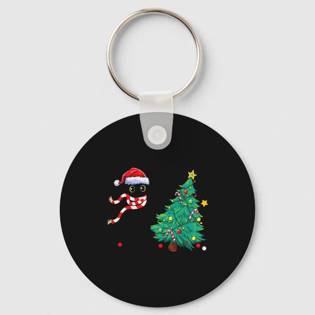 Christmas Cat For Women Men Family Funny Black Cat Key Ring (Front)