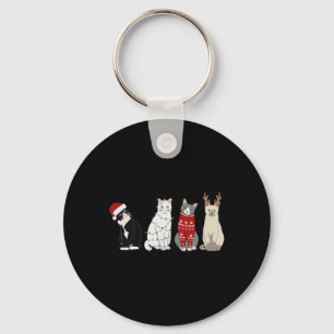 Christmas Cat Fun Cat Cat Lovers Cat Mum Cat Dad Key Ring