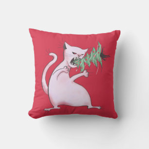 Christmas Cat Funny Evil Kitty Xmas Tree Cushion