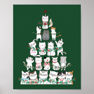 Christmas Cat Funny Tree Funny  Poster