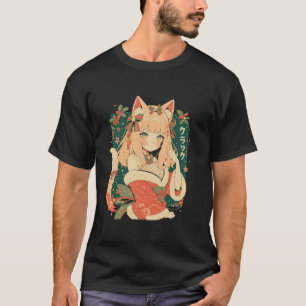 Christmas Cat Girl Anime Waifu Kawaii Japan Holida T-Shirt