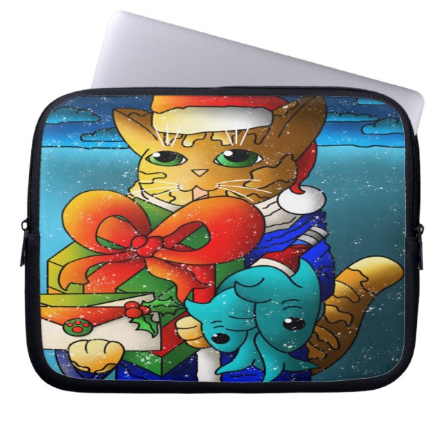 Christmas Cat Guest Laptop Sleeve (Front)