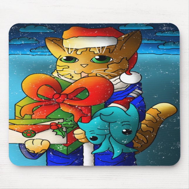 Christmas Cat Guest Mouse Pad (Front)