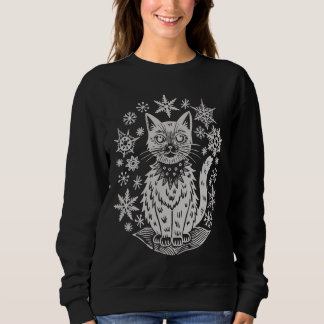 Christmas Cat Hand drawn Sweatshirt