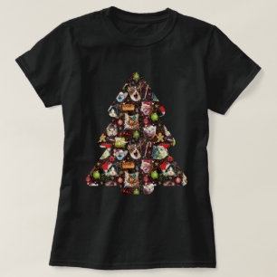 Christmas Cat Heads in Space Funny Tree Galaxy T-Shirt