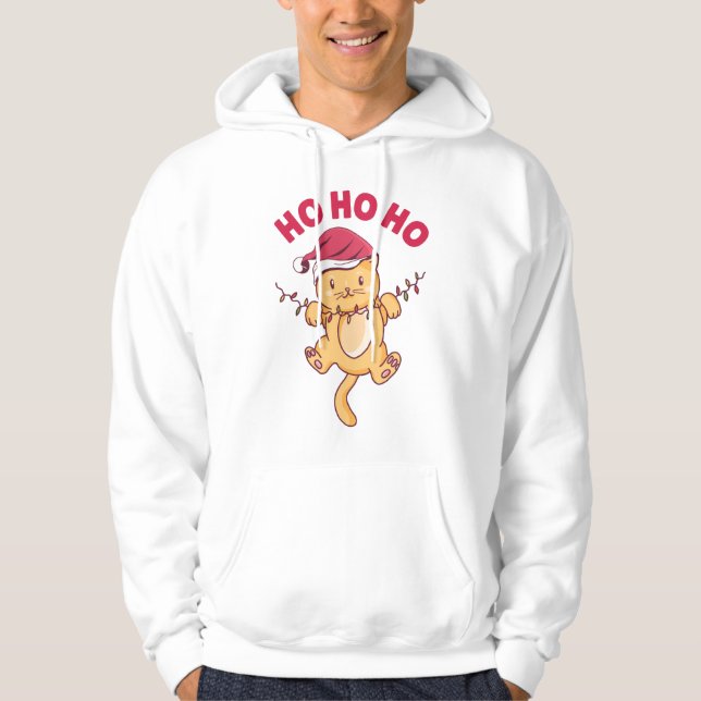 Christmas Cat Ho Ho Ho Hoodie (Front)