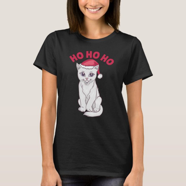 Christmas Cat Ho Ho Ho T-Shirt (Front)