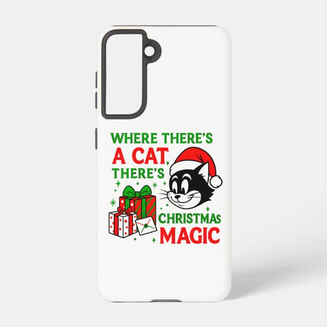 Christmas Cat Holiday Tech Accessory for cat lover Samsung Galaxy S21 Case (Back)