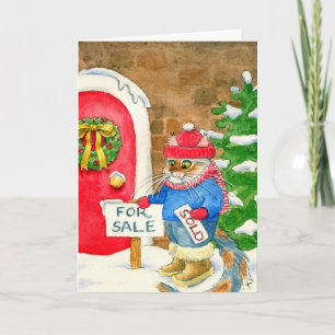 Christmas Cat House for Sale Holiday Card