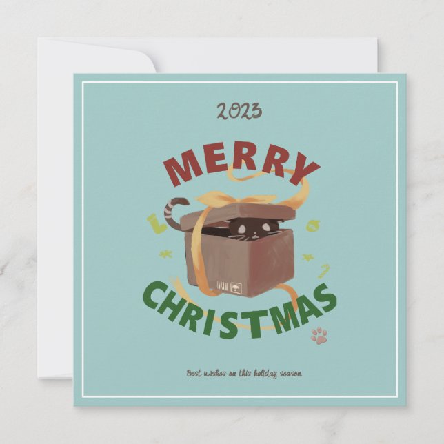 Christmas Cat In Carton Invitation (Front)
