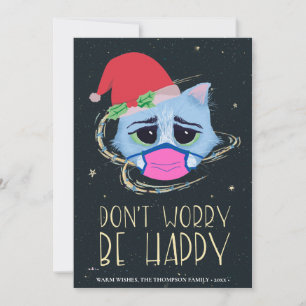 Christmas Cat in Face Mask   Don’t Worry Covid 19 Holiday Card