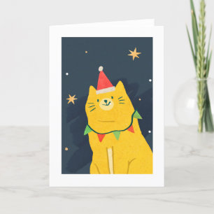 CHRISTMAS CAT IN Santa hat Folded Holiday Card