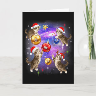 Christmas Cat In Space Meowy Xmas Ornaments Kitty  Card