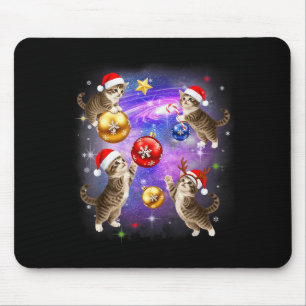 Christmas Cat In Space Meowy Xmas Ornaments Kitty Mouse Pad