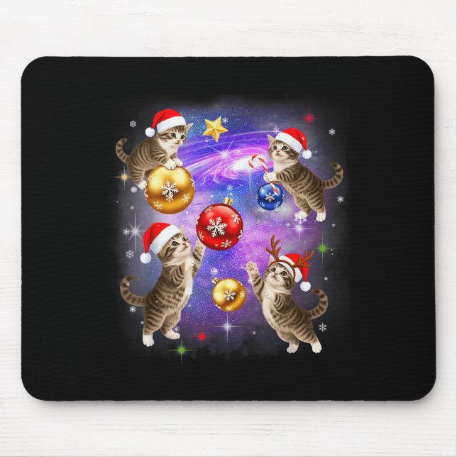 Christmas Cat In Space Meowy Xmas Ornaments Kitty  Mouse Pad (Front)