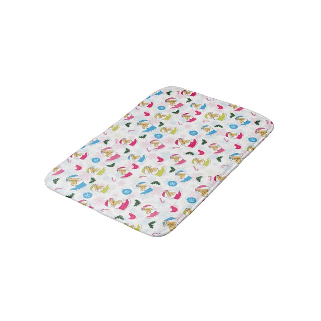 Christmas cat is sleeping bath mat (Angled)