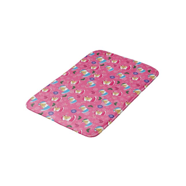 Christmas cat is sleeping,snowflakes bath mat (Angled)