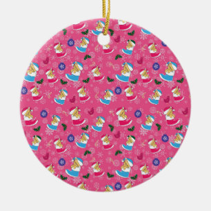Christmas cat is sleeping,snowflakes ceramic ornament