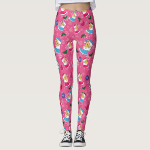 Christmas cat is sleeping,snowflakes leggings