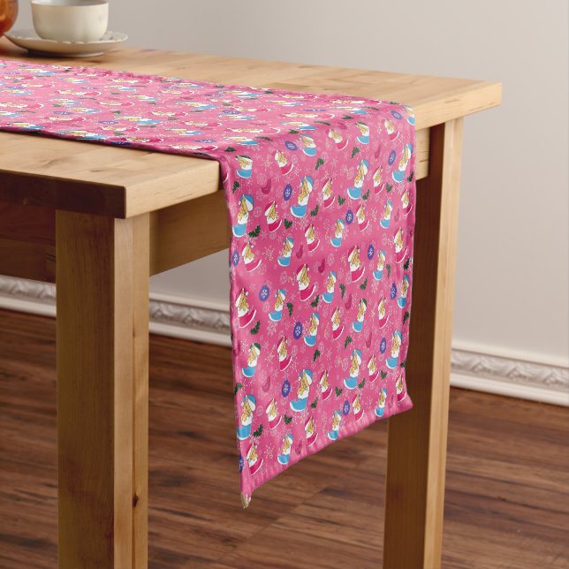 Christmas cat is sleeping,snowflakes short table runner (In Situ)