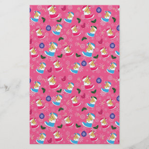 Christmas cat is sleeping,snowflakes stationery