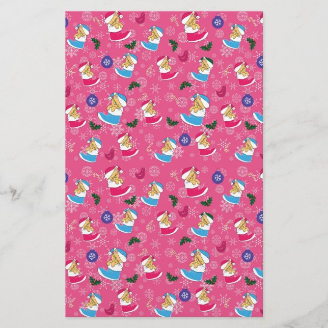 Christmas cat is sleeping,snowflakes stationery (Front)