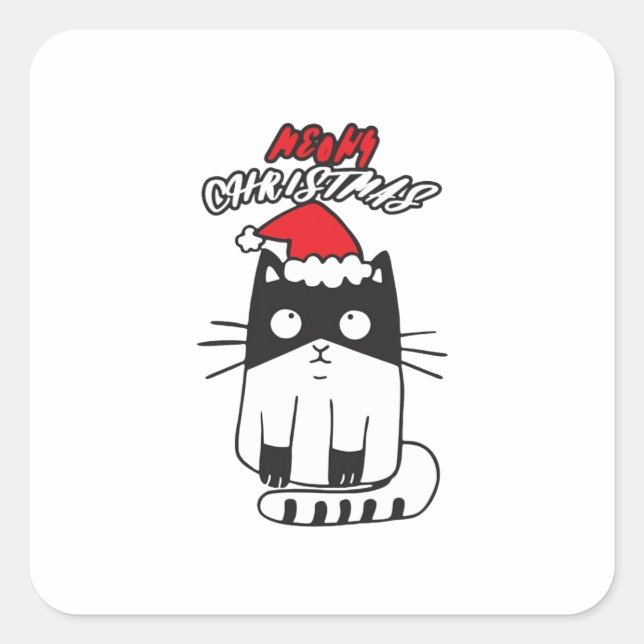 christmas cat,kawaii,cute,anime,meowy christmas sq square sticker (Front)