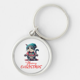 Christmas Cat Key Ring