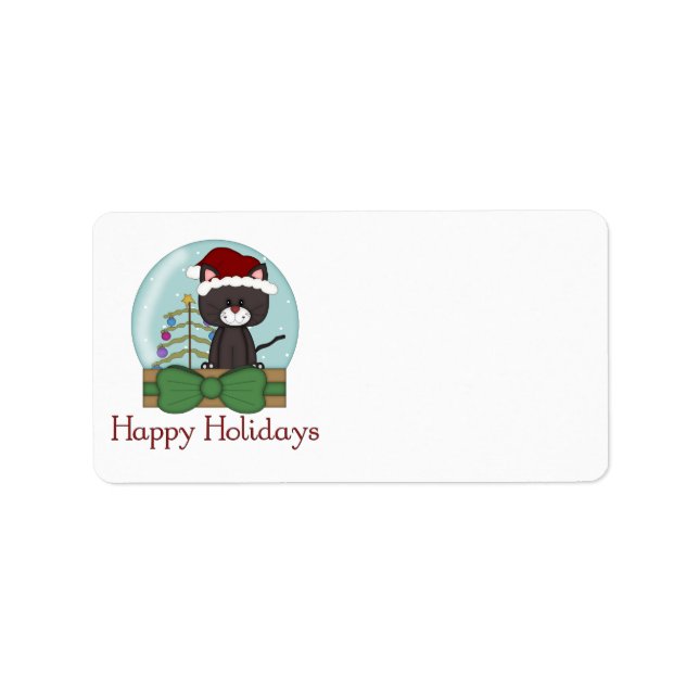 Christmas Cat Kitten Holiday Christmas Snowglobes Label (Front)
