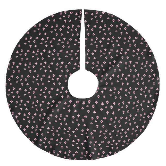 Christmas Cat Kitty Toes Paw Pads Brushed Polyester Tree Skirt (Front)