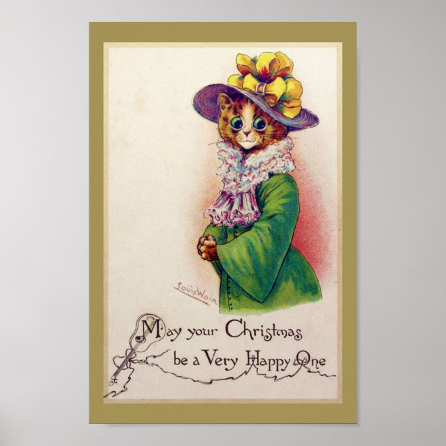 Christmas Cat Lady, Louis Wain Poster (Front)