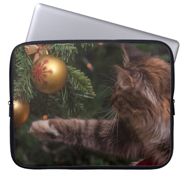 Christmas Cat Laptop Sleeve (Front)