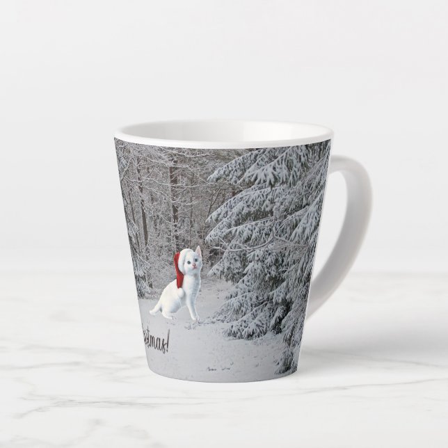 Christmas Cat Latte Mug! Mug (Right Angle)
