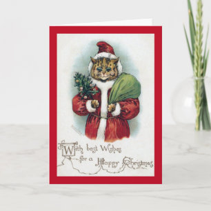 Christmas cat, Louis Wain Holiday Card