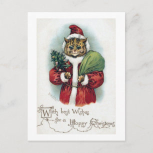Christmas cat, Louis Wain Holiday Postcard