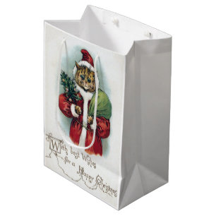 Christmas Cat, Louis Wain Medium Gift Bag