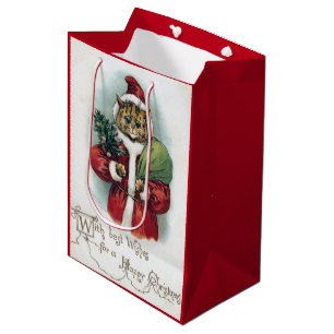 Christmas Cat, Louis Wain Medium Gift Bag