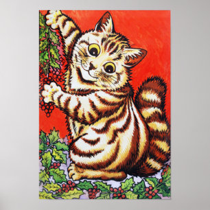 Christmas Cat, Louis Wain Poster