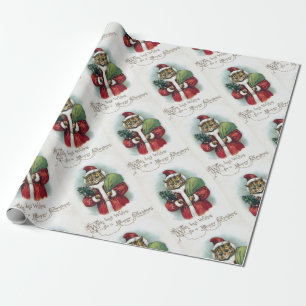 Christmas cat, Louis Wain Wrapping Paper